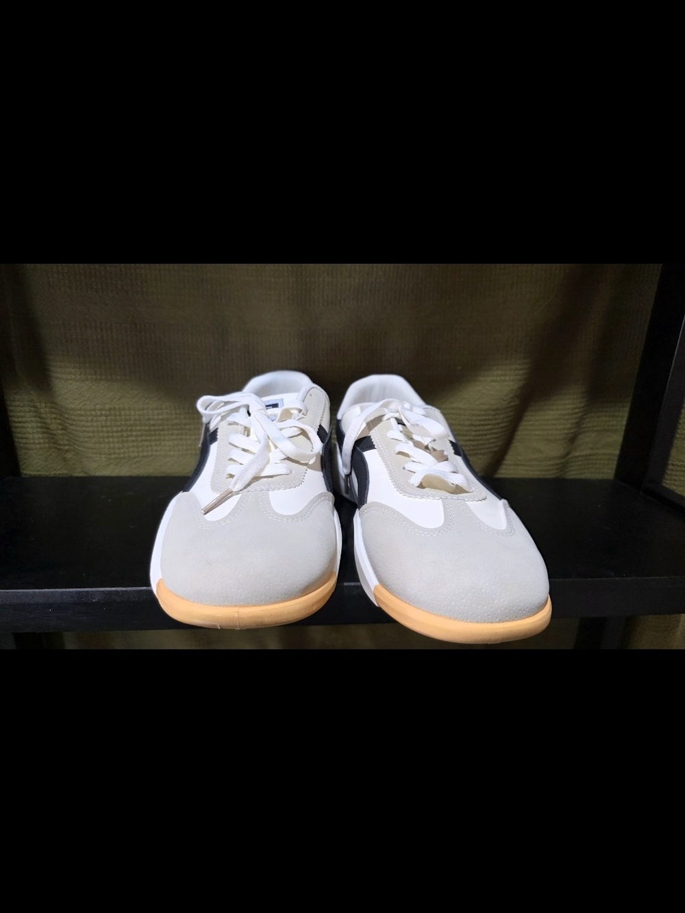 Men's Neutral White and Beige Sneakers with Gum Sole
